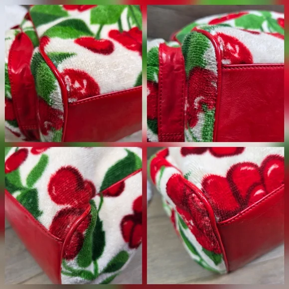 RARE Y2K Juicy Couture Cherry Velour Terry Daydreamer Weekender Bag Cherries - Picture 9 of 16
